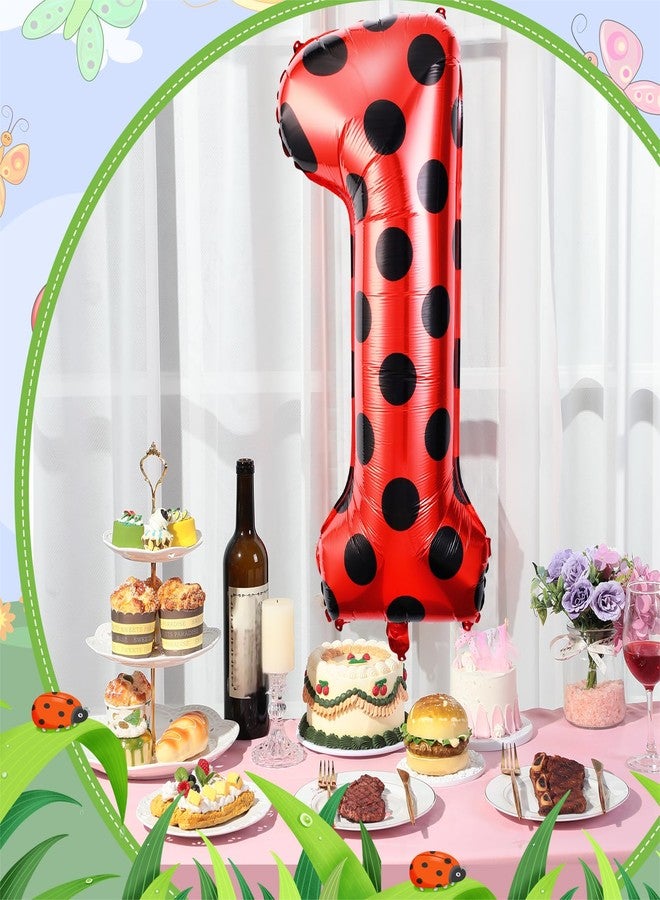 Lunmon 40 Inch Ladybug Large Number 1 Balloon 40 Inch Birthday Decorations Supplies Black Red Polka Dots Ladybird Dots Theme Number Balloons for 1st Birthday Party Baby Shower - Image 5